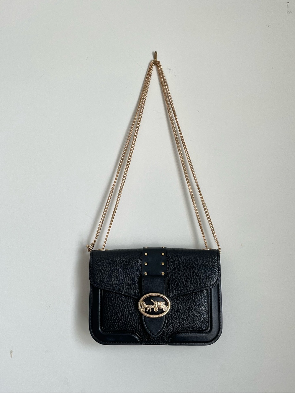 Coach Black Crossbody Shoulder Mini Bag Gold Hardware Chain Strap